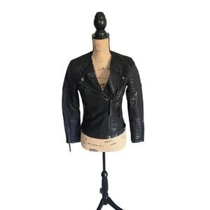 Topshop faux black leather jacket with pockets, size 2